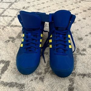 Adidas HVC 2 Wrestling Shoes, blue / yellow - size 10.5